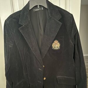 Laura Black Corduroy Blazer with Crest
